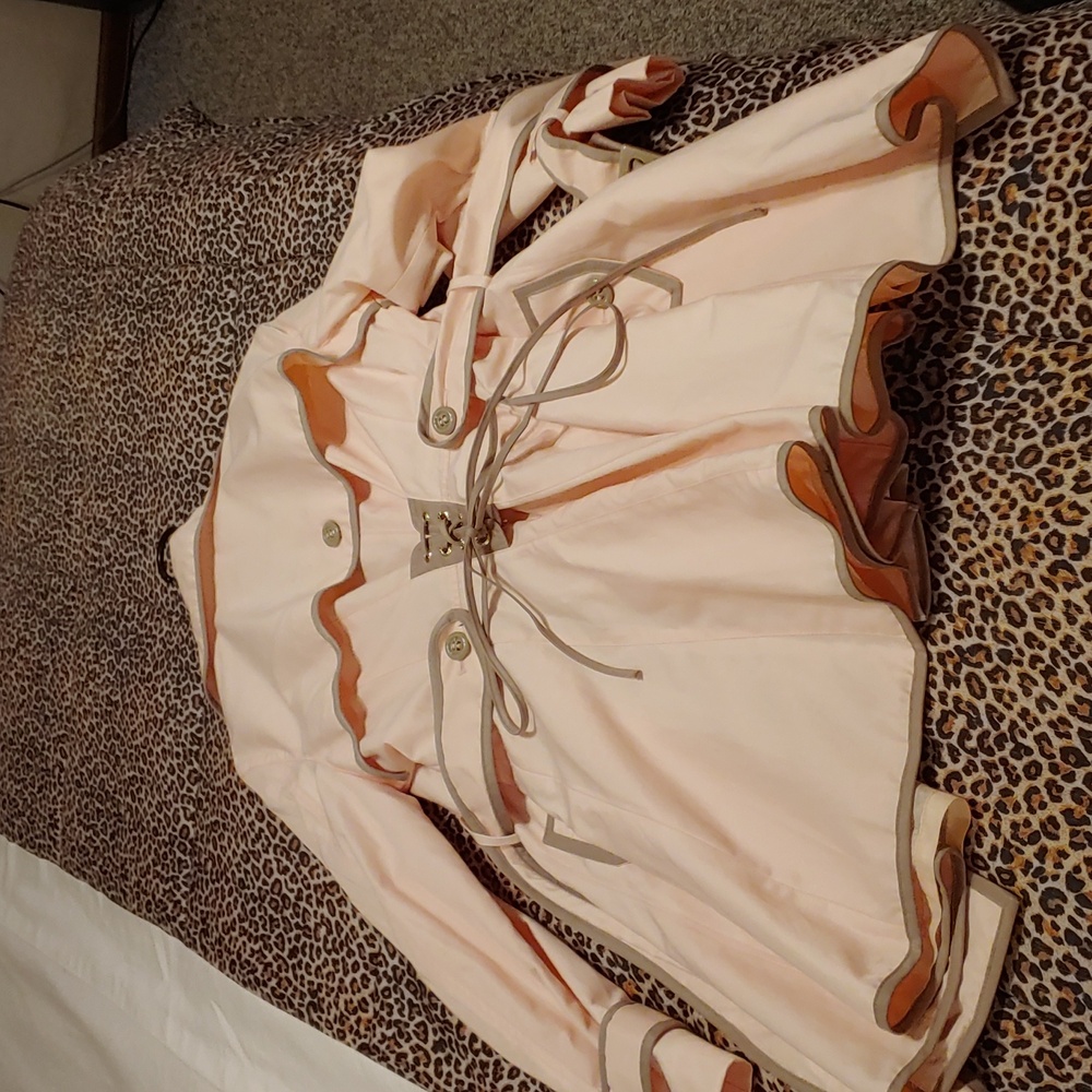 Betsey Johnson blush pink skirted trench coat
